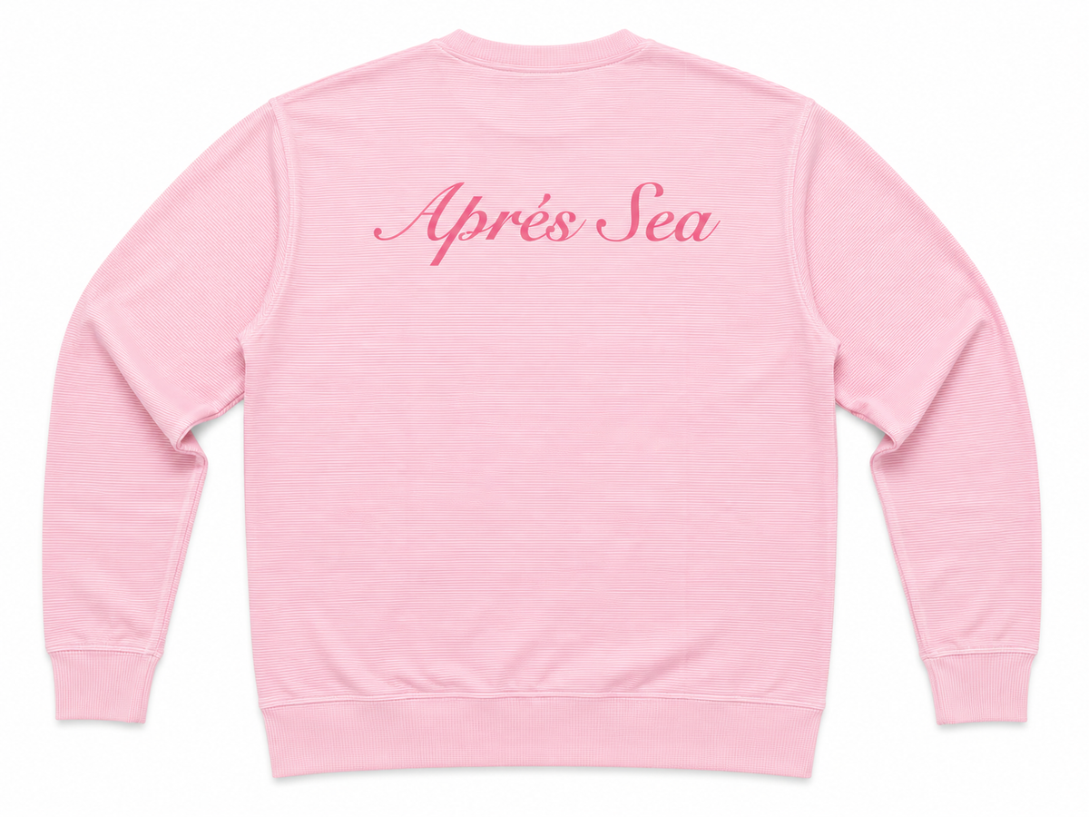 Corded Crew Blossom Pink St. Simons Island Crewneck Sweatshirt — Aprés Sea Back Print