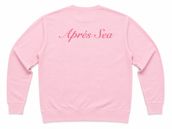 Comfort Colors Blossom Pink St. Simons Island Crewneck Sweatshirt — Aprés Sea Back Print