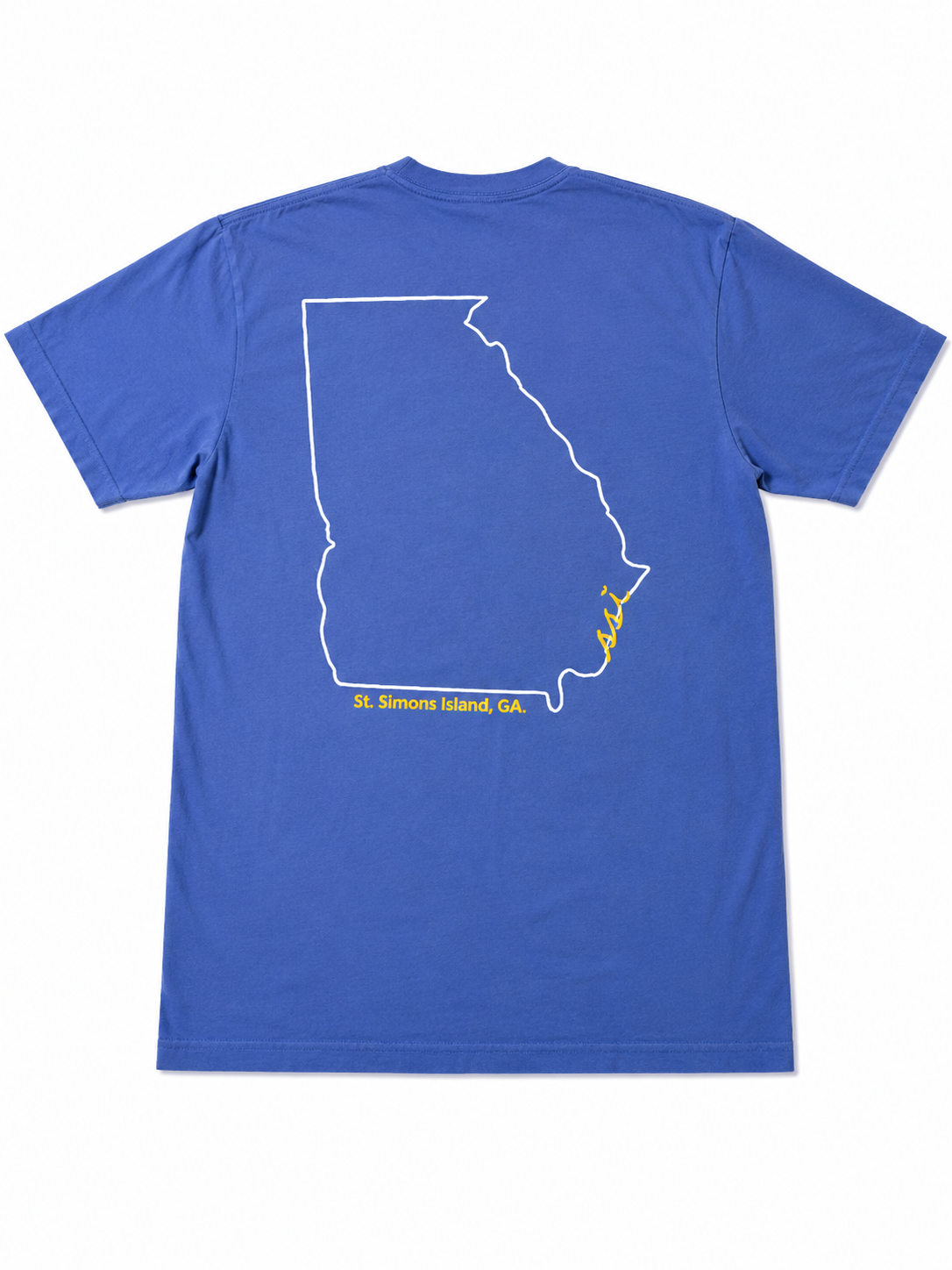 Comfort Colors Flo Blue St. Simons Tee — Georgia State Outline Back Print