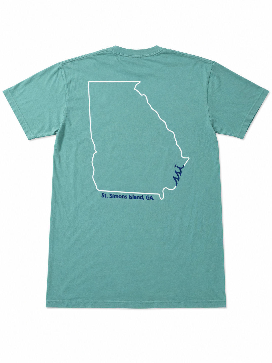 Comfort Colors Seafoam St. Simons Tee — Georgia State Outline Back Print