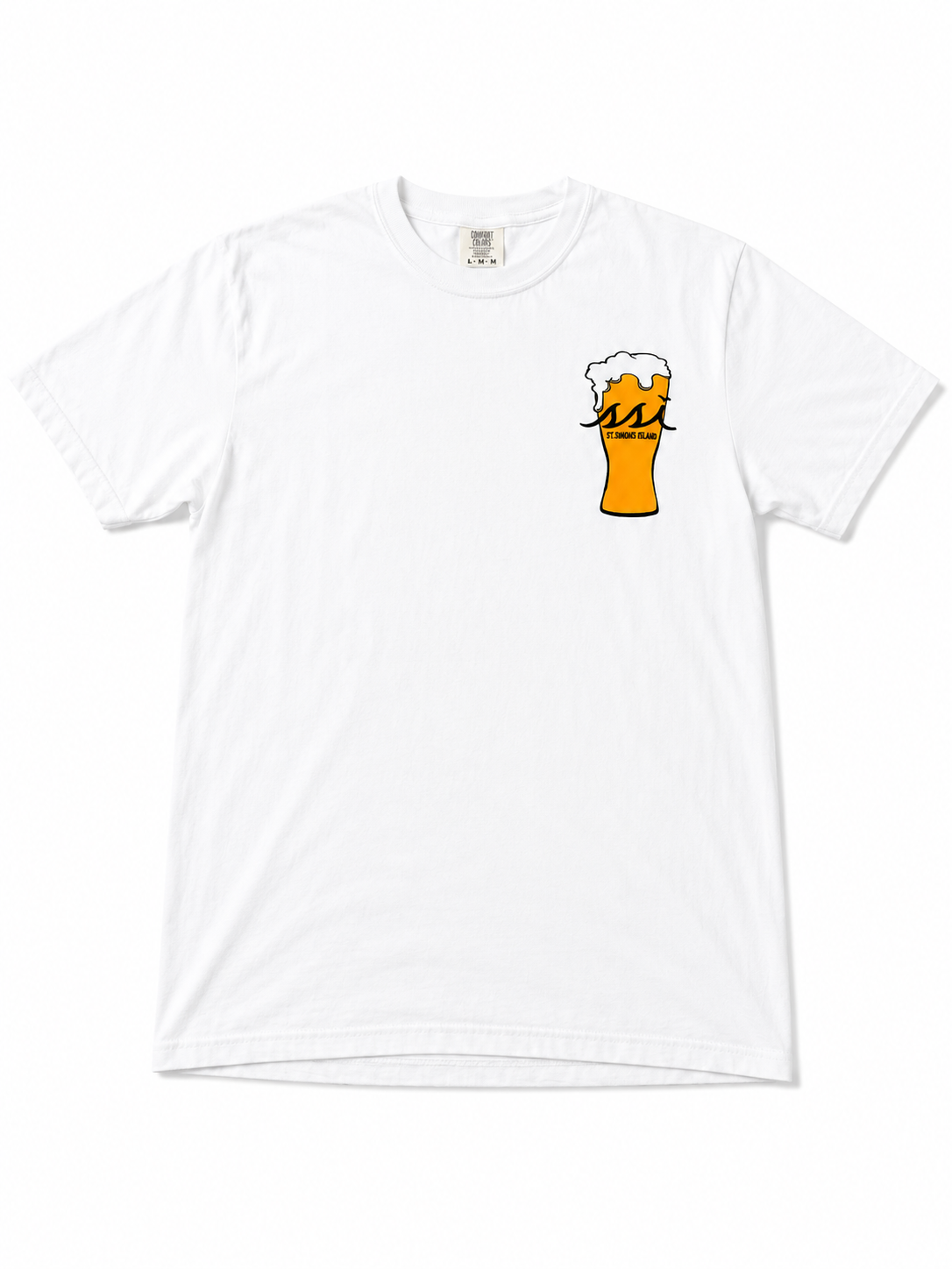 Comfort Colors White St. Simons Island Tee — Beer Glass Graphic