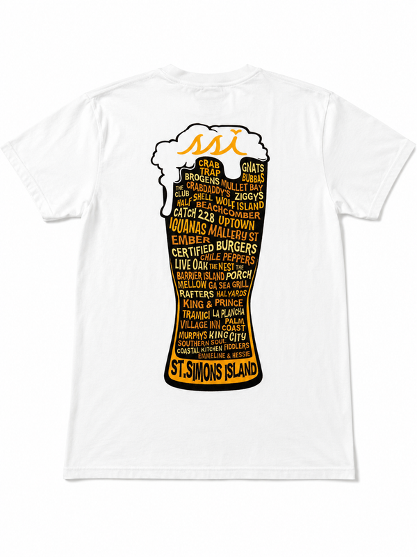 Comfort Colors White St. Simons Island Tee — Beer Glass Graphic