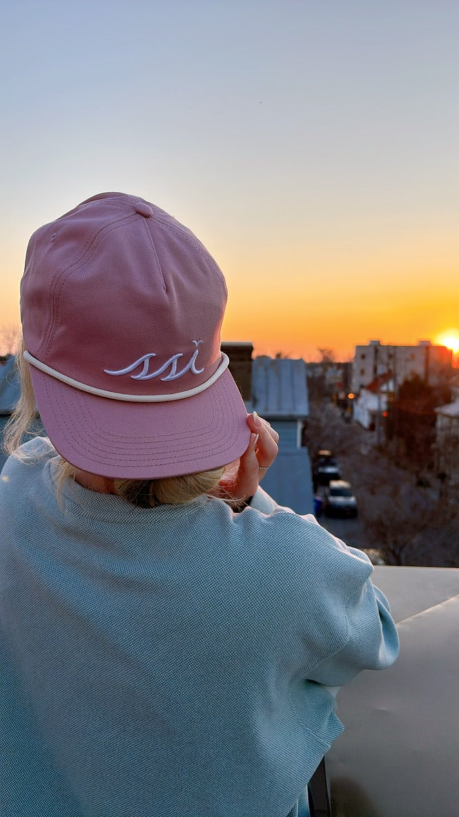 Rose St. Simons Island Rope Hat — White Raised SSI Logo