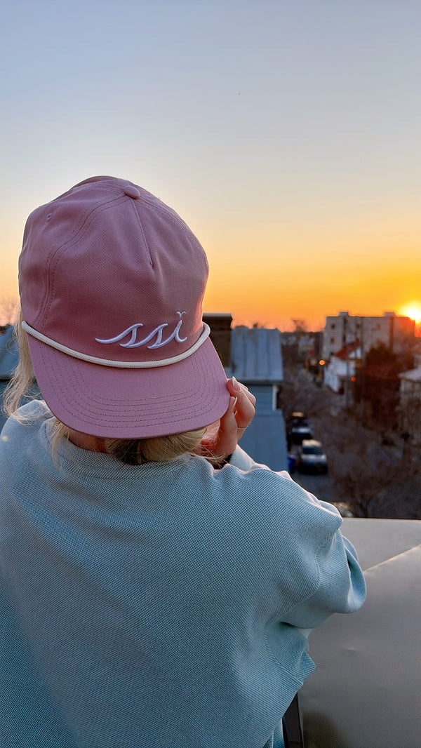 Rose St. Simons Island Rope Hat — White Raised SSI Logo