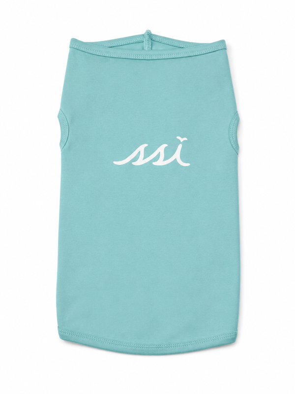 St. Simons Island Aqua Dog Tank Top — White SSI Logo