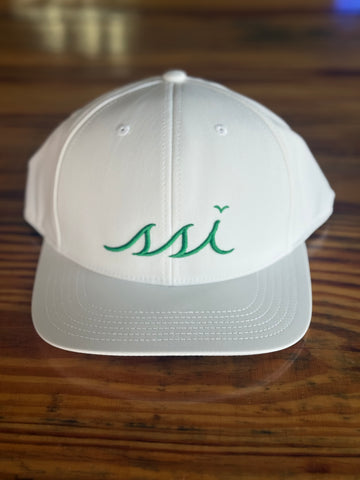 White Hat - Green Raised Logo - Legacy Back 9 Hat