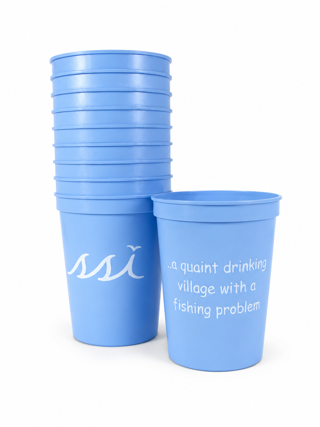 St. Simons Island Carolina Blue 16 oz Stadium Cups — Fishing Problem 10 Pack