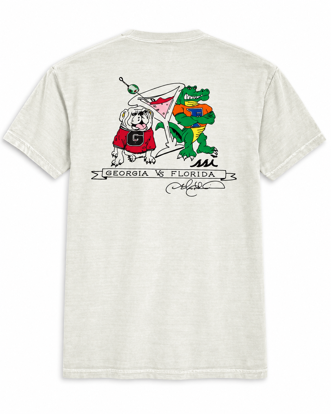 Georgia vs. Florida Cocktail Party Pocket T-Shirt – White Comfort Colors Tee