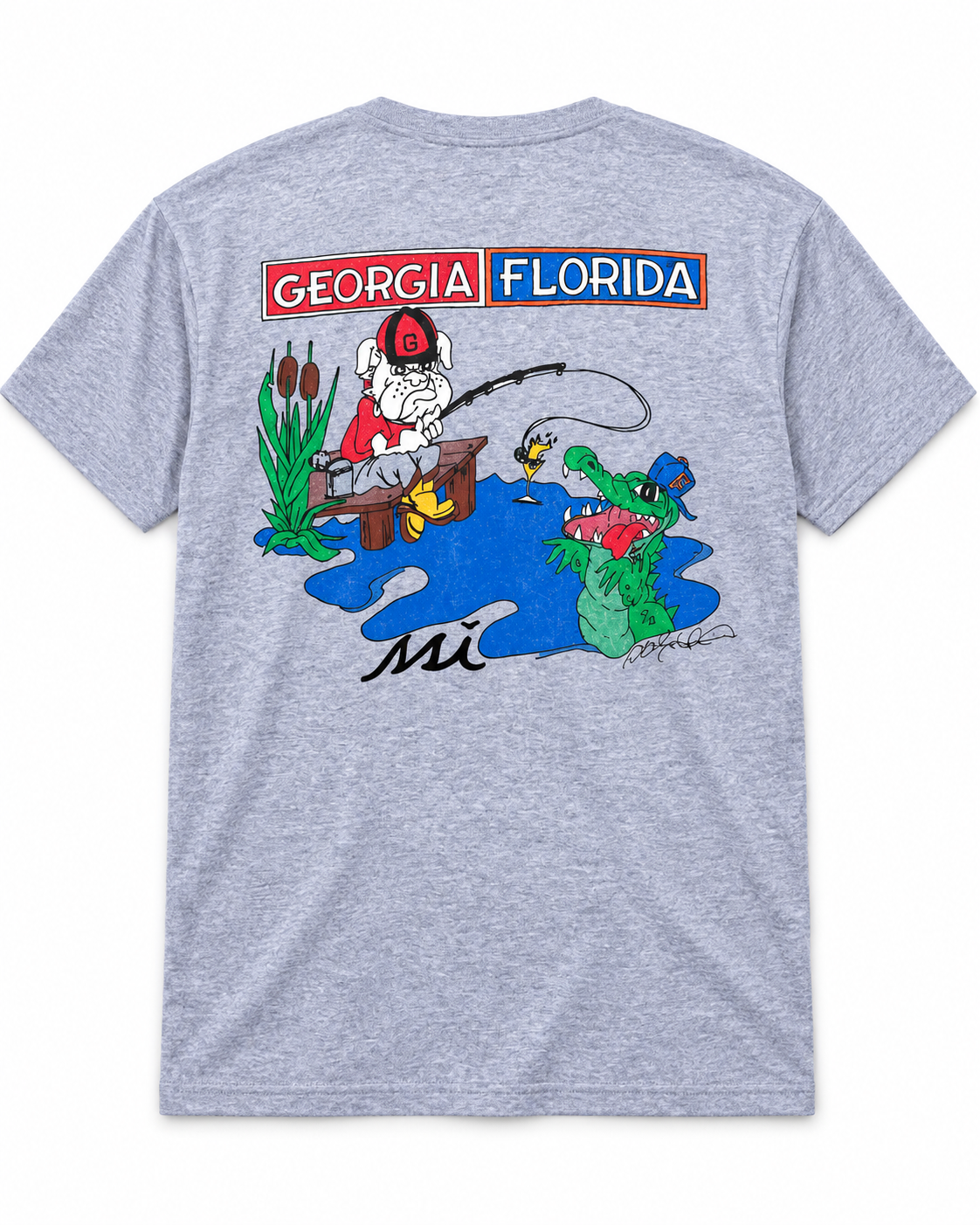 Georgia vs. Florida Fishing Pond T-Shirt – Heather Gray Next Level Tee