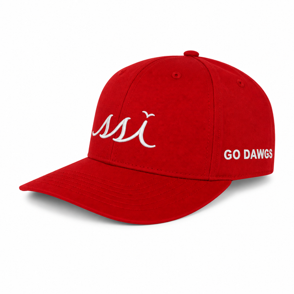 Red Go Dawgs St. Simons Island Hat — White Raised SSI Logo