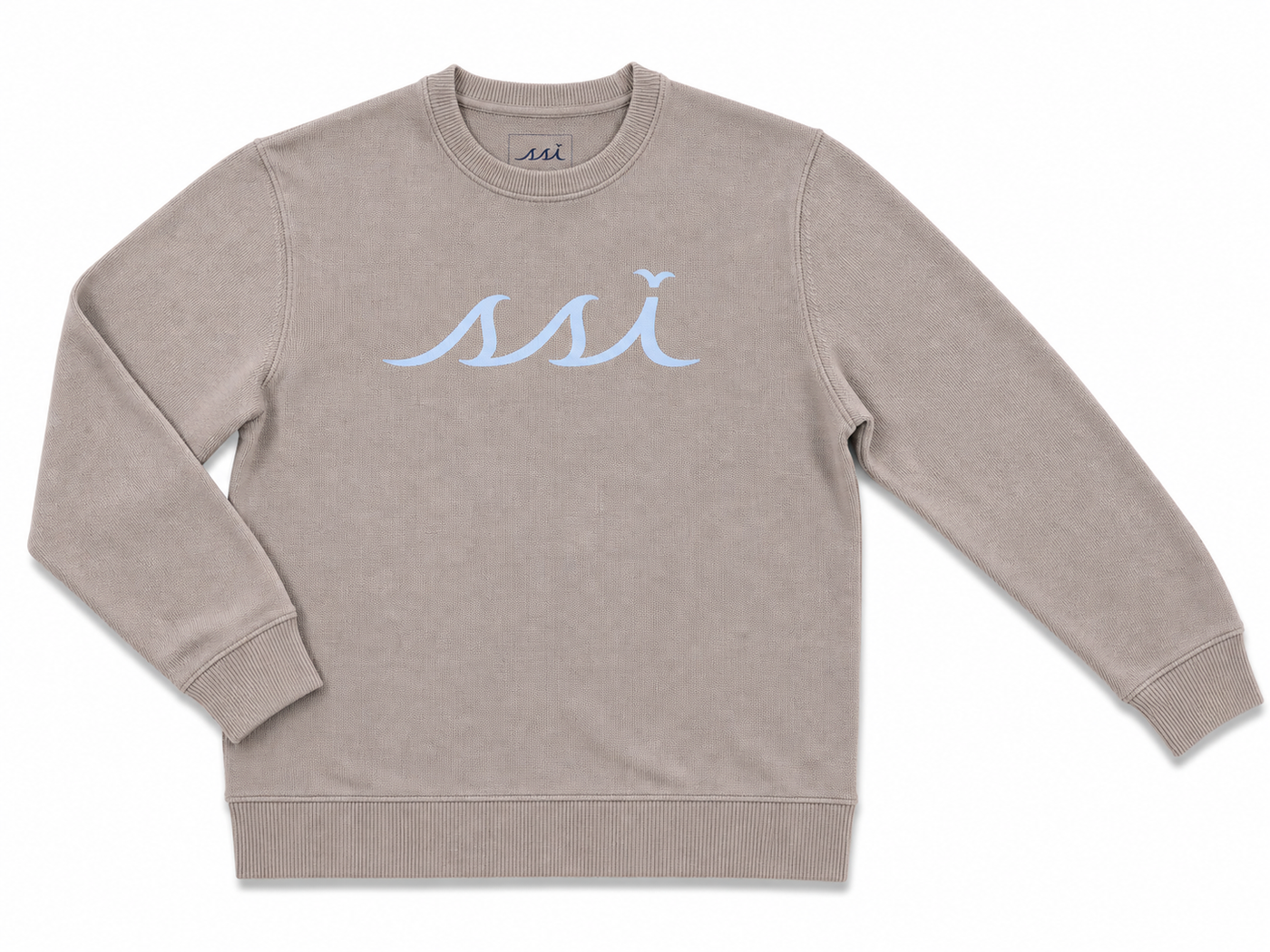 Gray Heavy Crewneck Sweatshirt — Sky Blue SSI Logo