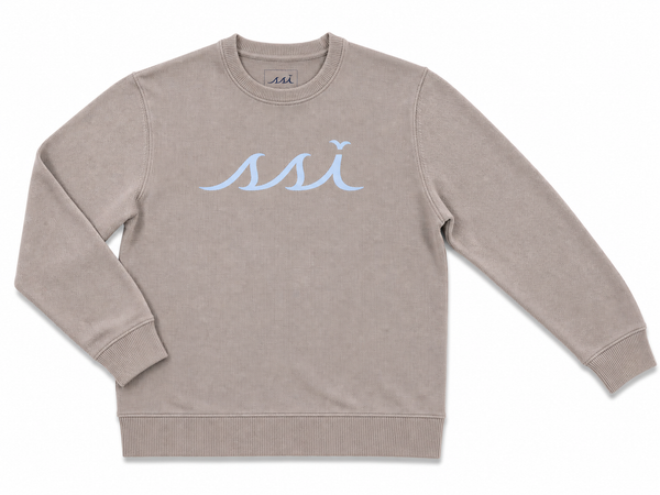 Gray Heavy Crewneck Sweatshirt — Sky Blue SSI Logo