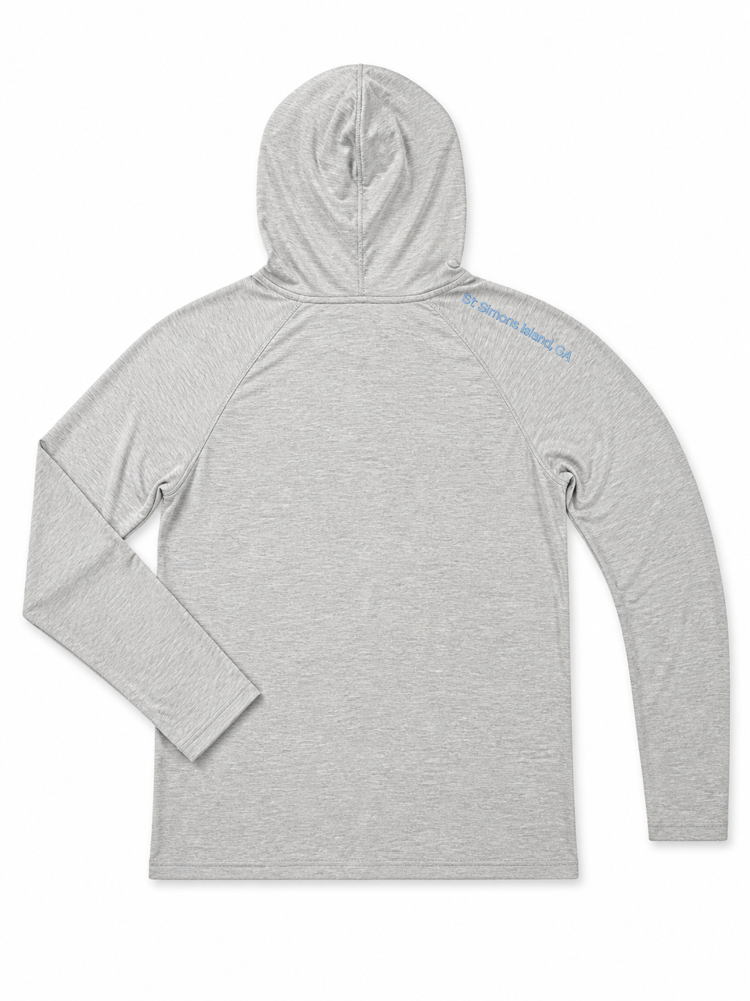 Heather Gray Lightweight Hooded Tee — Sky Blue SSI Logo
