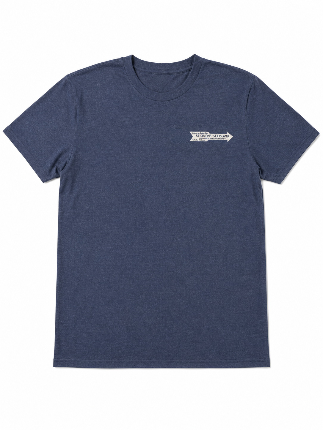 Heather Navy St. Simons Island Tee — Vintage Road Sign Back Print