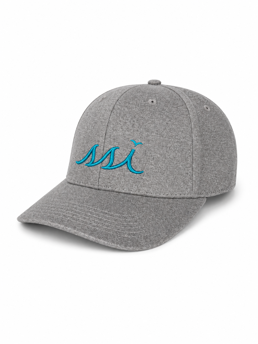 Heathered Gray Performance Cap — Aqua Raised Logo