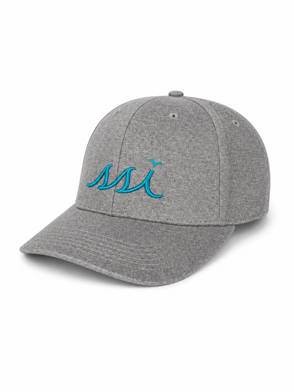 Heathered Gray Performance Cap — Aqua Raised Logo