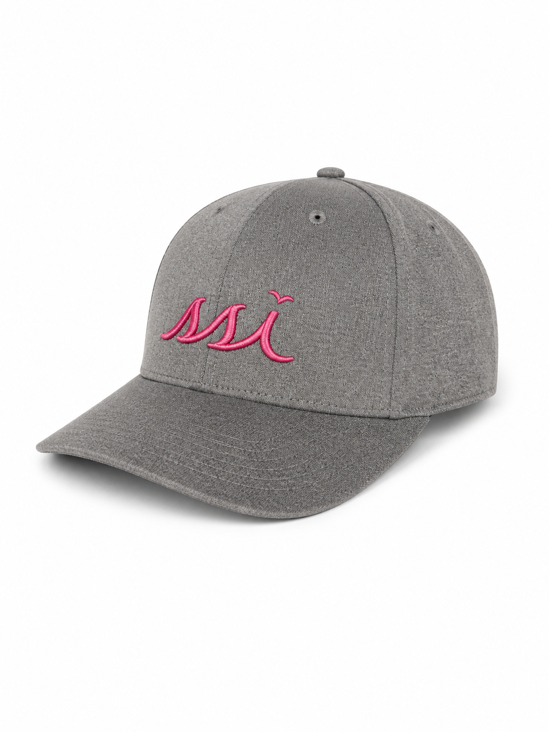 Heathered Gray Performance Cap — Hot Pink Raised Logo