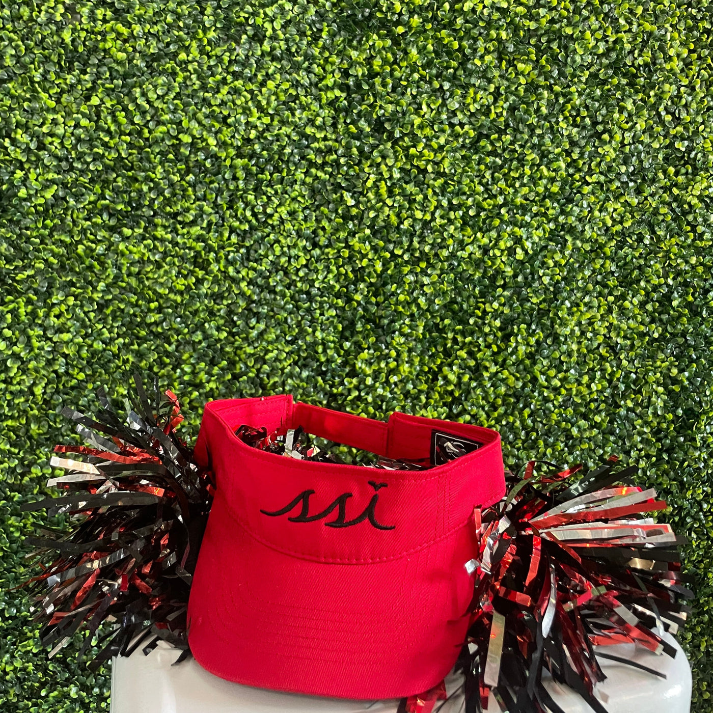 Red Kids Visor with black logo- Outdoor Cap