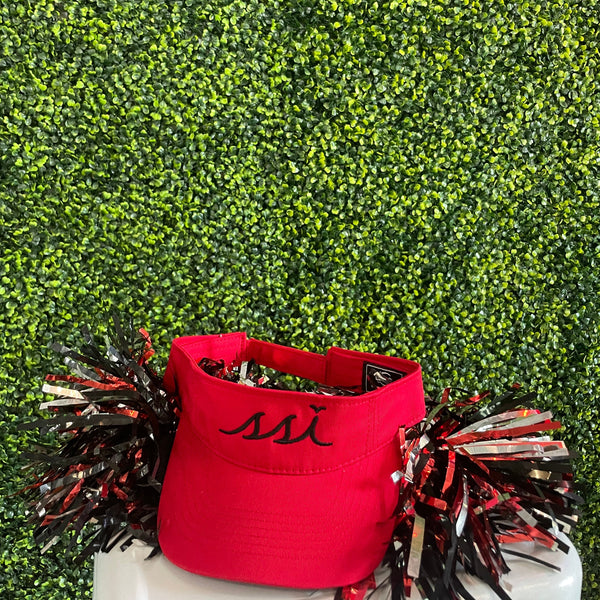 Red Kids Visor with black logo- Outdoor Cap
