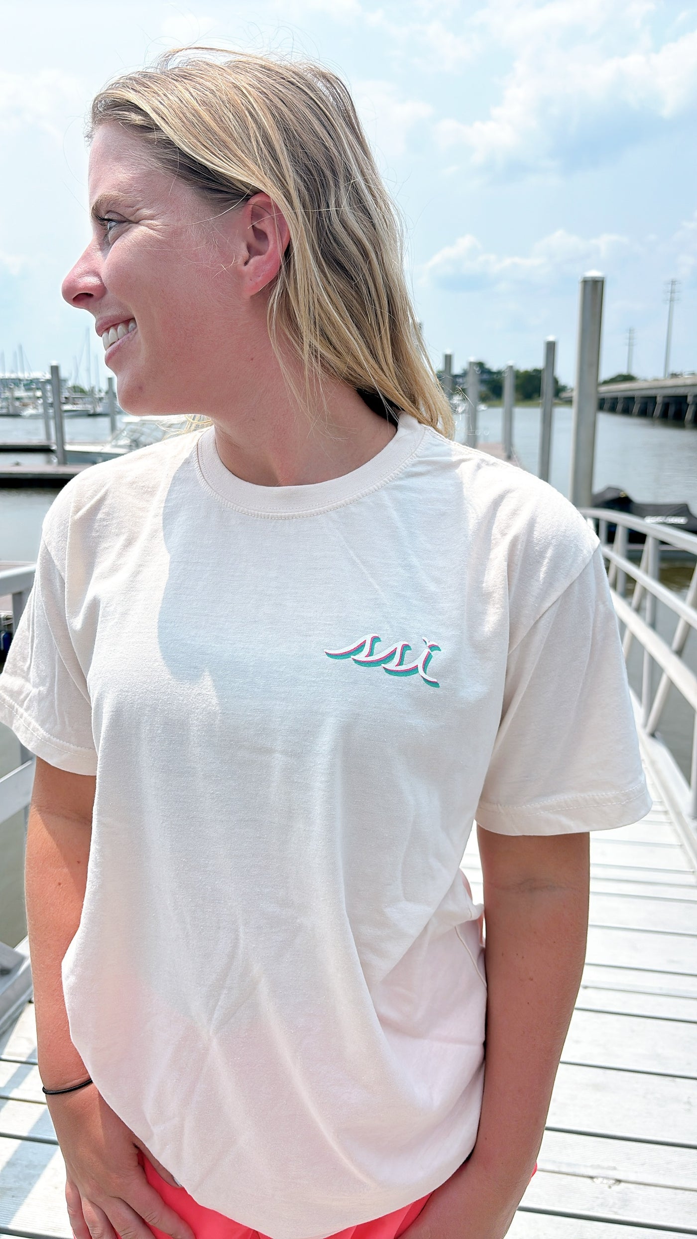 Ivory "Cascade" SSI Tee — Multi-Color Logo Short Sleeve