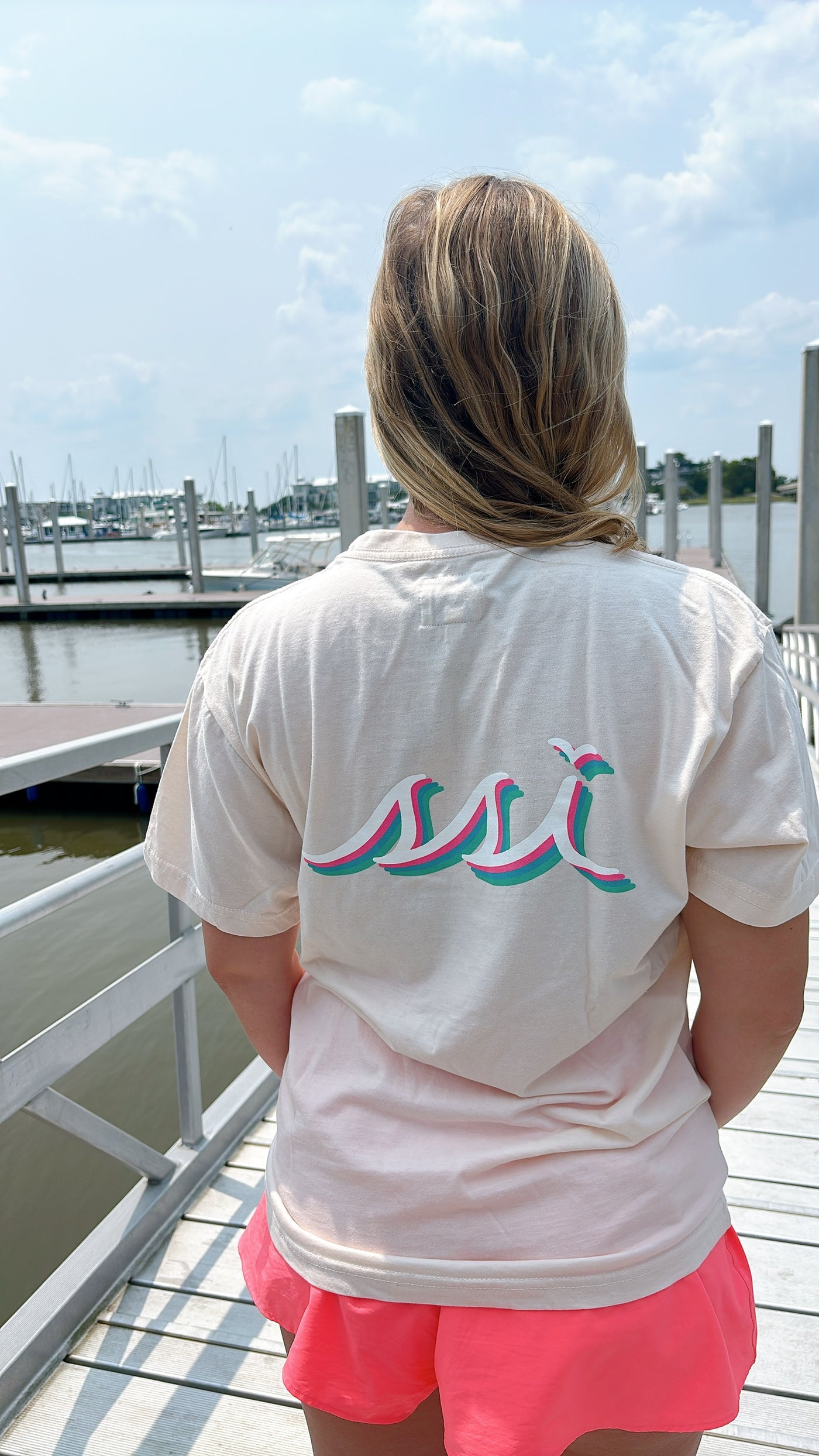 Ivory "Cascade" SSI Tee — Multi-Color Logo Short Sleeve