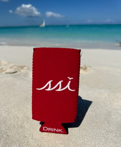 SSI Slim Can Koozie  Red with White Logo