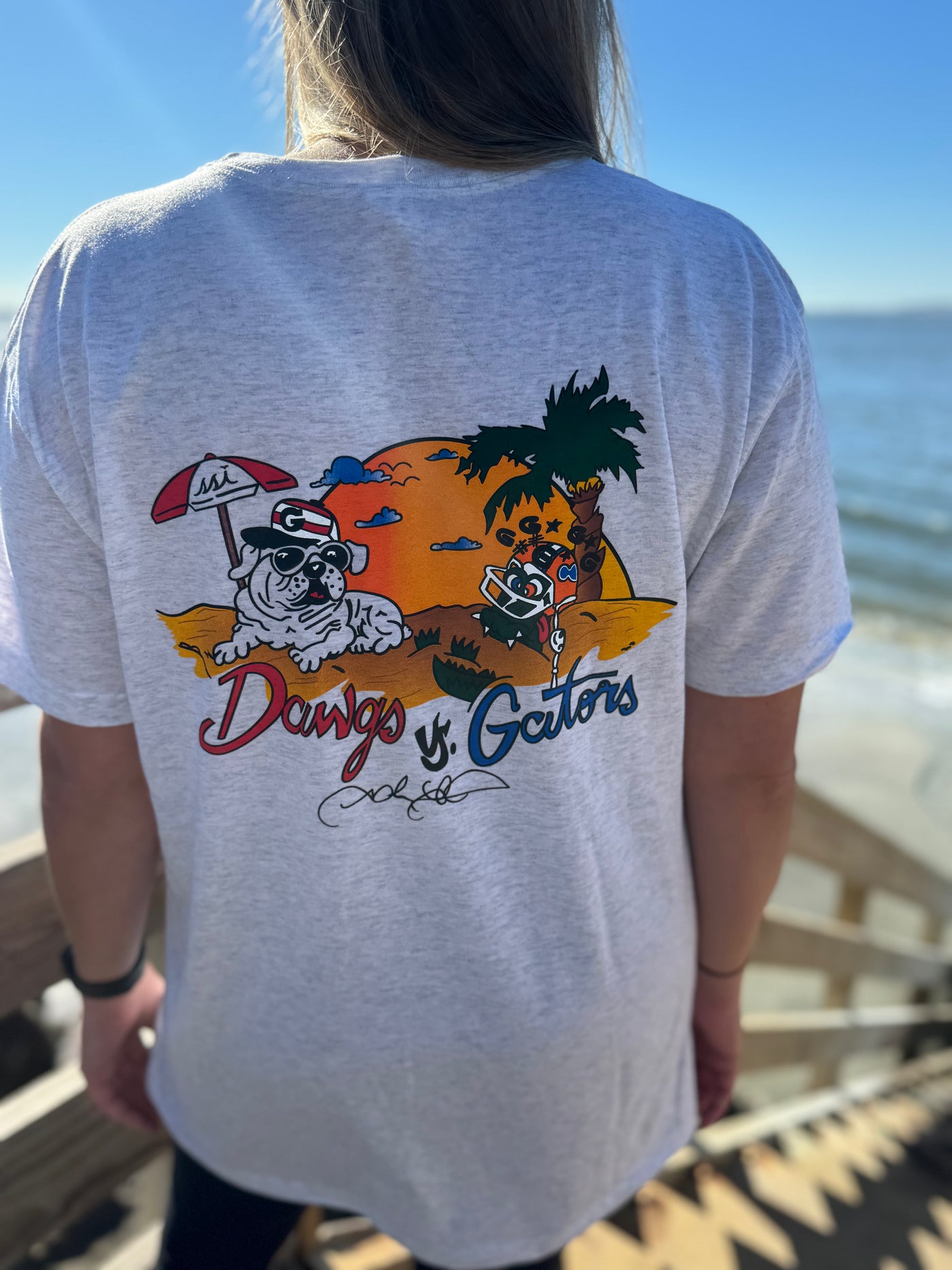 "GA vs. FL" Beach Tee — Heather Gray SSI Artist Series