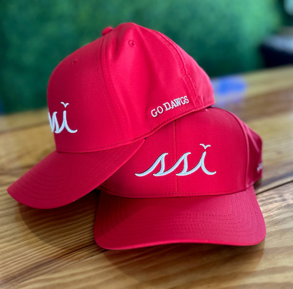 Red Hat - White Raised Logo - Go Dawgs on Side - Legacy Back 9 Hat