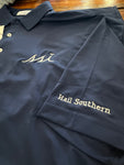 Hail Southern Stretch Performance Men's Polo Navy w/ White Logo / Hail Southern on Arm