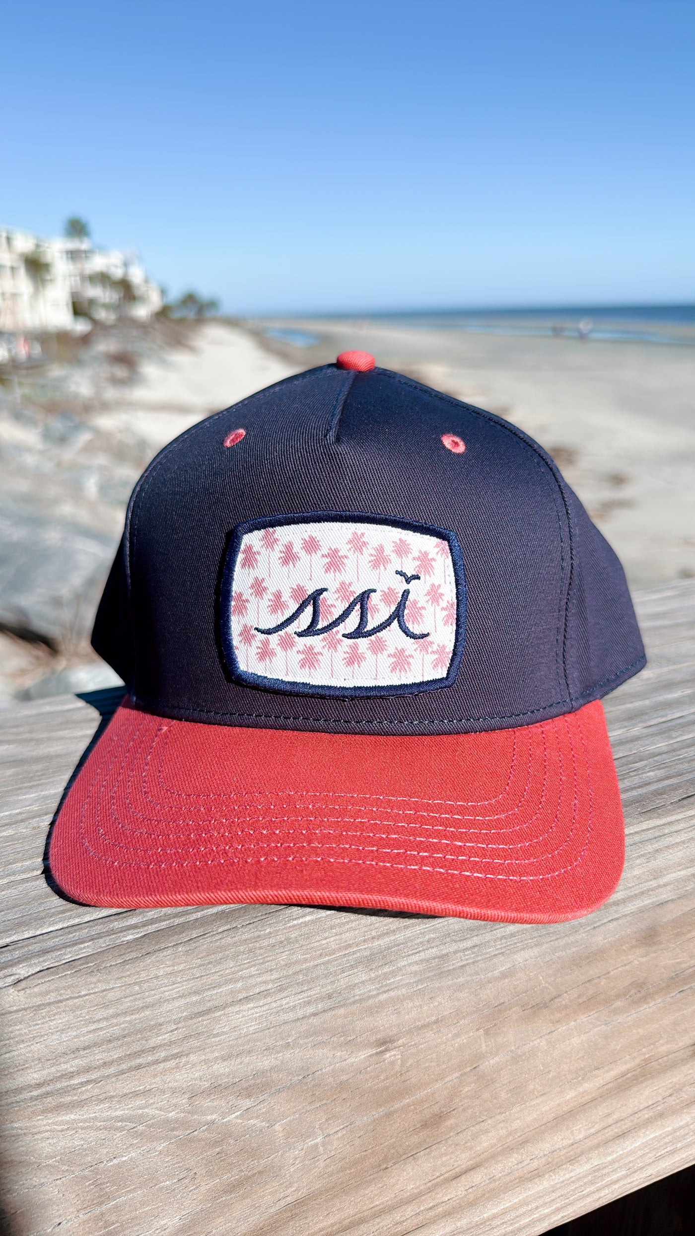 Navy & Red Heritage Cap — Palm Tree SSI Patch