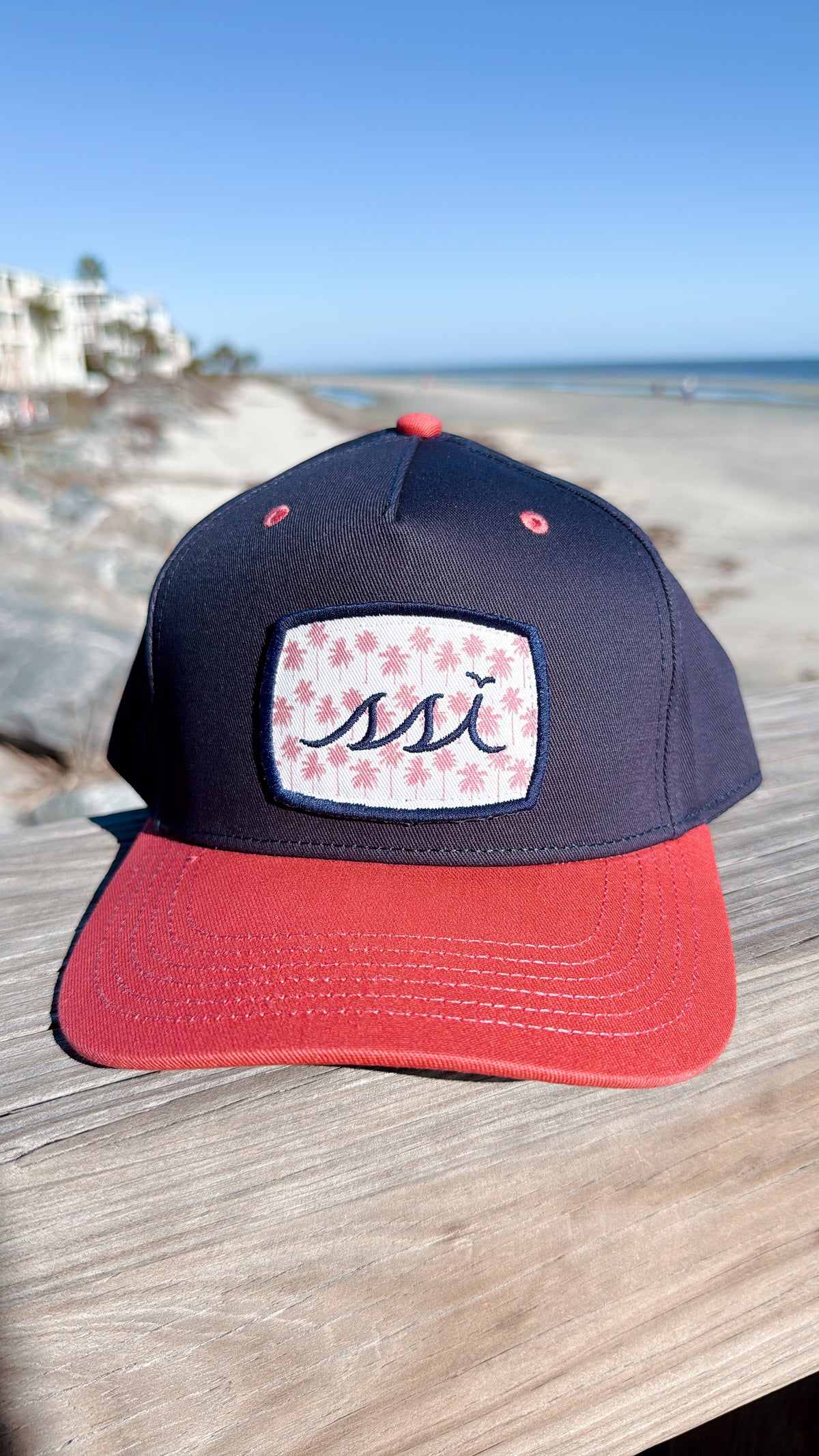 Navy & Red Heritage Cap — Palm Tree SSI Patch