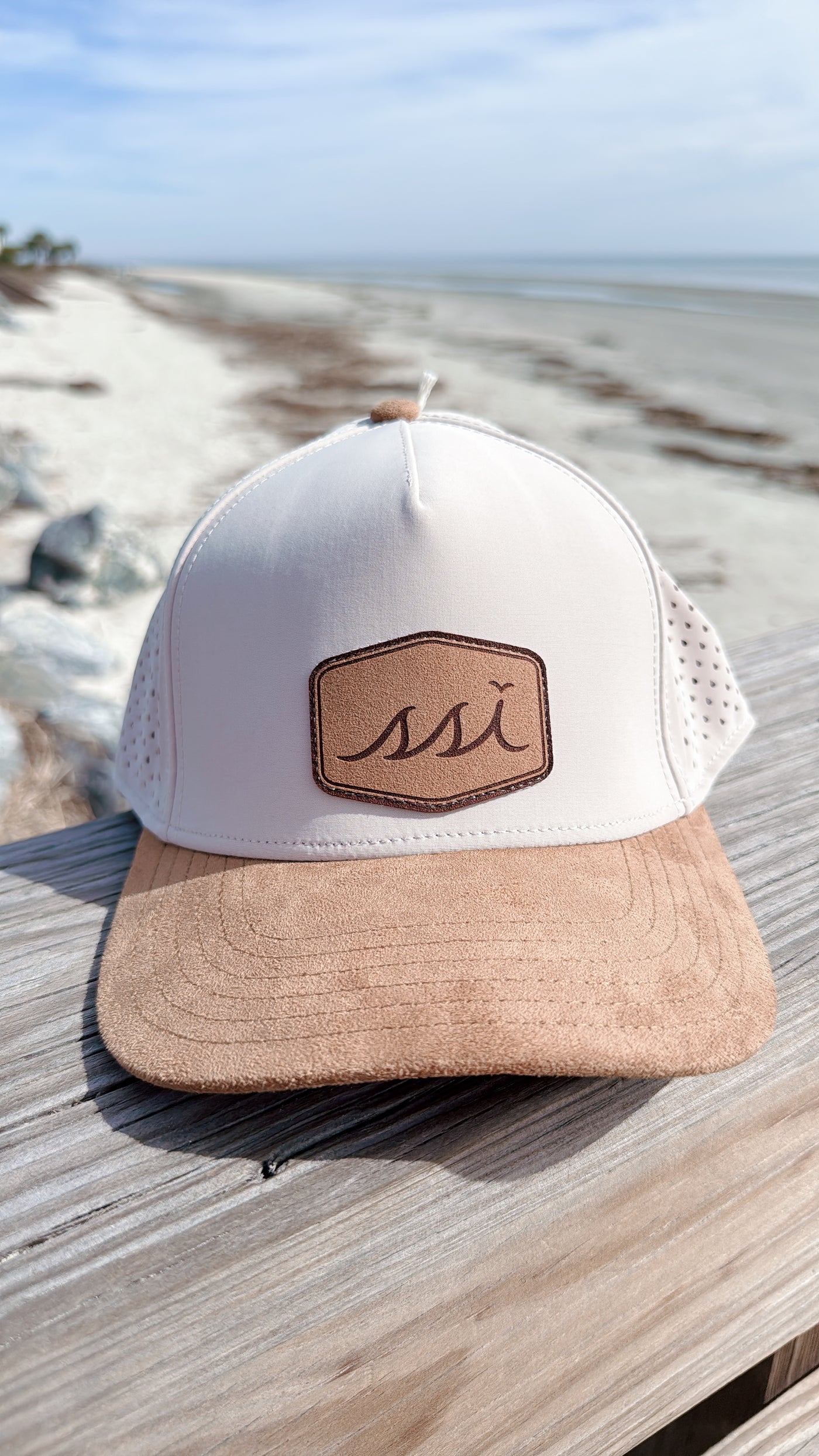 Stone Performance Cap — Tan Suede Bill & Leather SSI Patch