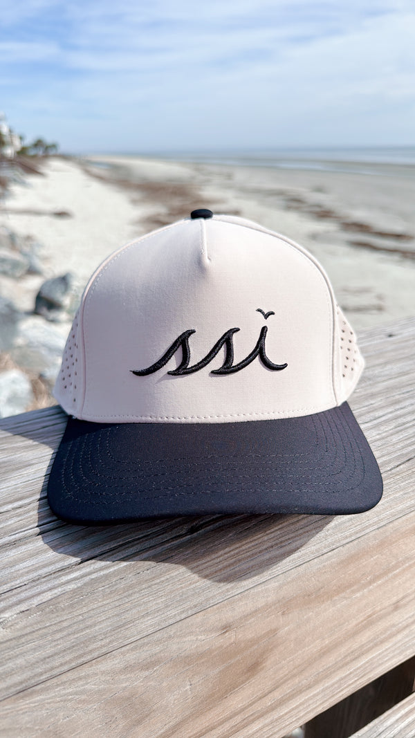 Stone St. Simons Island Hat — Black Bill & Raised SSI Logo