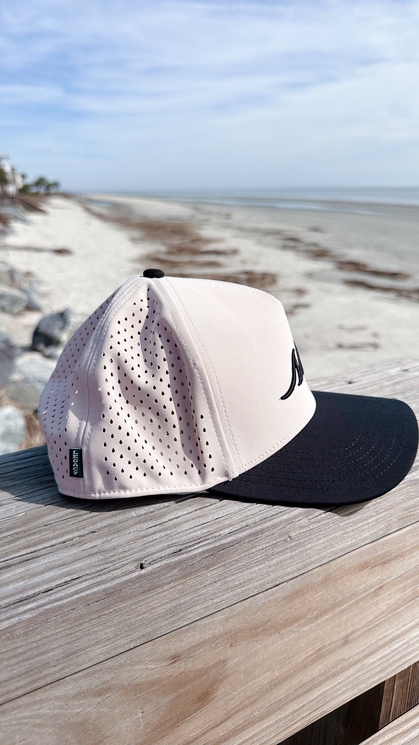 Stone St. Simons Island Hat — Black Bill & Raised SSI Logo