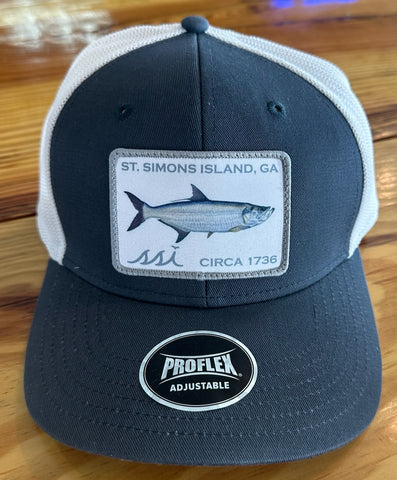 Navy/Gray Proflex Hat / Tarpoon Patch/ White Mesh / Adjustable