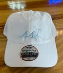 White Imperial Hat (Small Size) Light Blue Raised logo