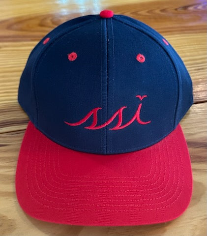 Navy Hat with Red Bill / Red Logo/ Outdoor Cap