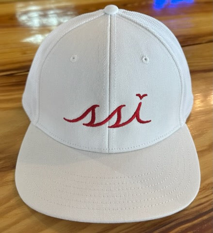 White Proflex Hat with White Mesh Back / Red Logo/ Outdoor Cap