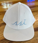 White Proflex Hat with White Mesh Back / Light Blue Logo/ Outdoor Cap