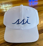 White Performance Hat / Royal Blue Logo/ Outdoor Cap