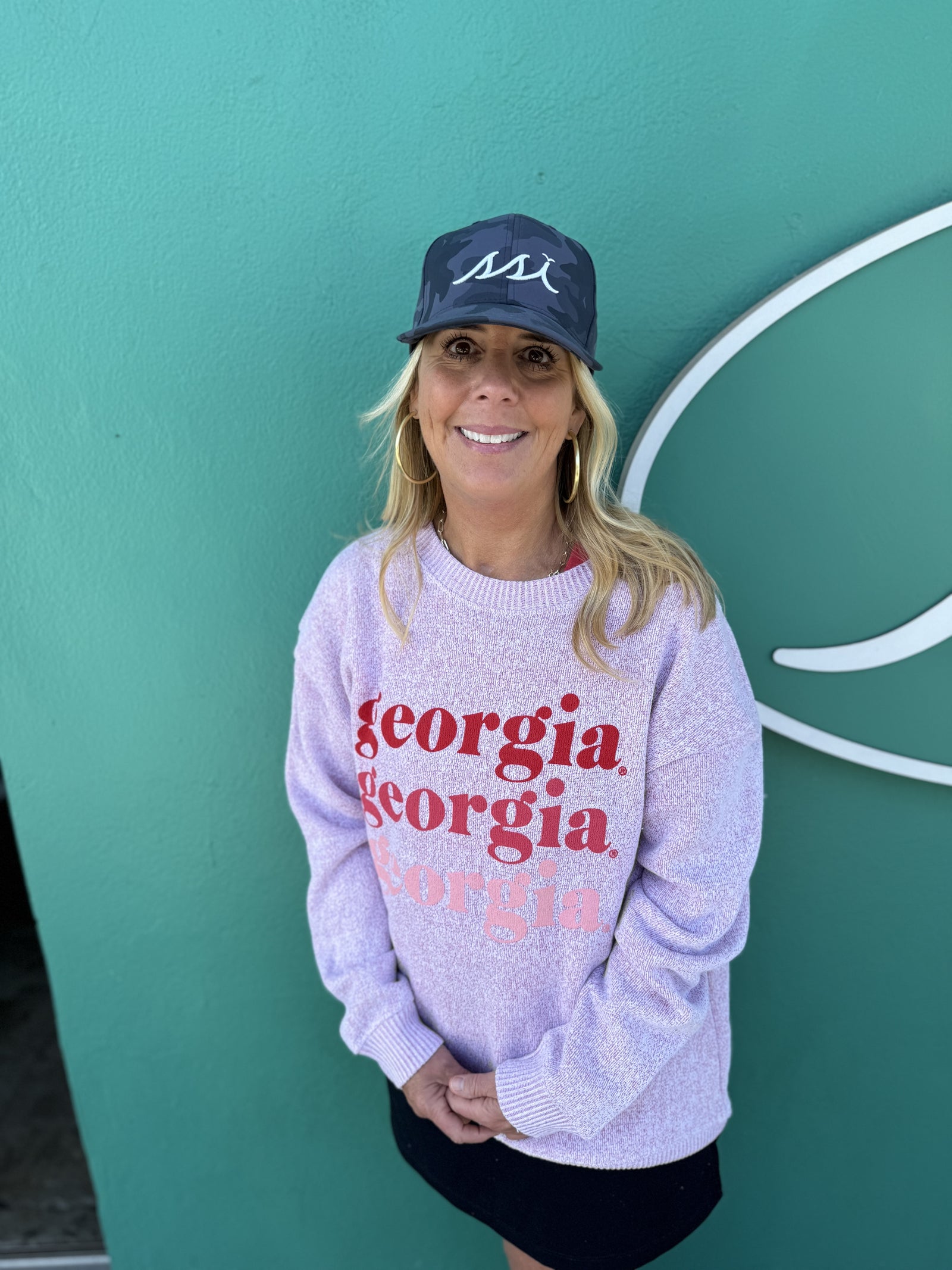 Cardinal Pink Chicka-d Georgia Crewneck Sweatshirt
