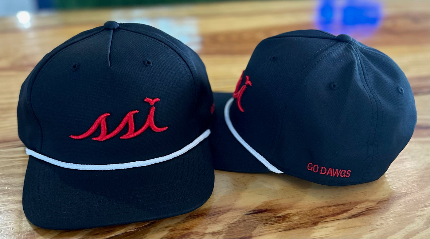 Black Rope Hat / Red Raised Logo / Go Dawgs Side/  White Rope