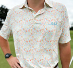 Drinking Busy Print Stretch Performance Men's Polo Spring Tones