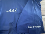 Hail Southern Stretch Performance Men's Polo Navy w/ White Logo / Hail Southern on Arm