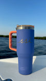 40oz SSI tumbler purple and orange color way