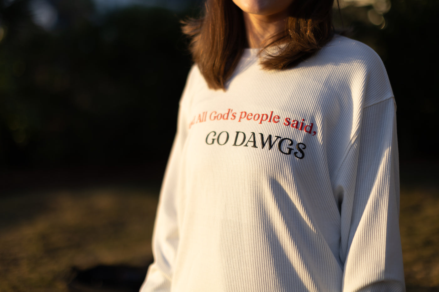 White St. Simons Island Gameday Crewneck Sweatshirt — And All God's People Said Go Dawgs