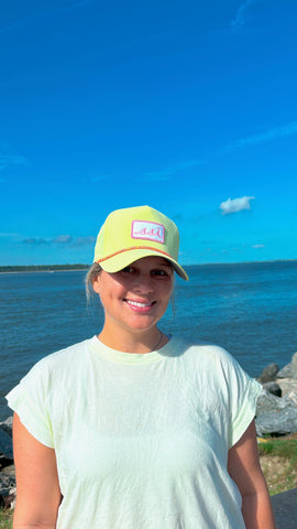 Yellow Rope Hat - Pink and White Patch Imperial