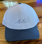 White Travis Mathew FlexFit Hat /Navy Bill /Silver logo/ Adjustable