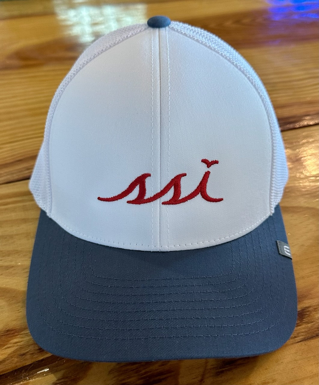 White Travis Mathew FlexFit Hat /Navy Bill /Red logo/ Adjustable