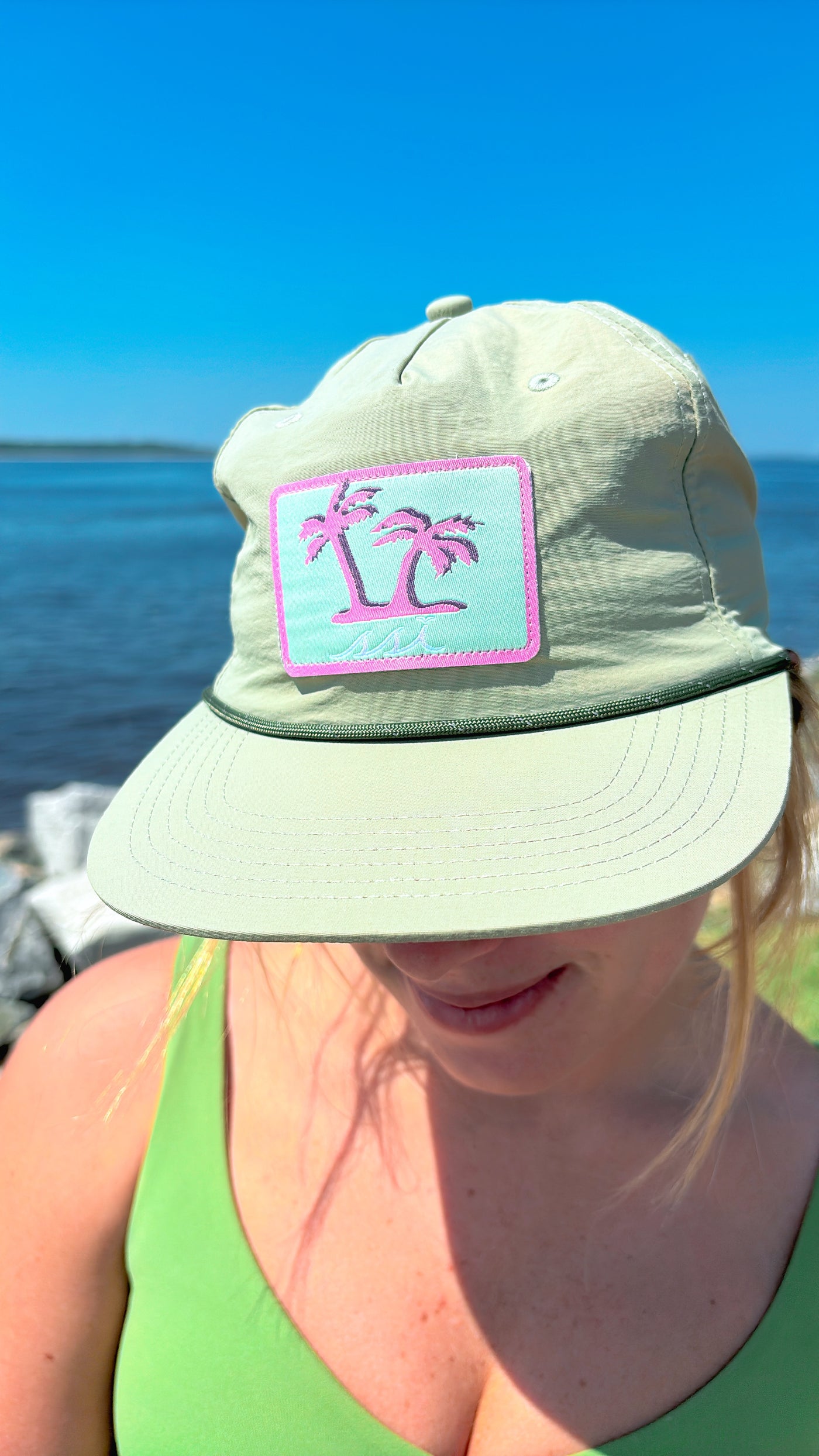 Light Sage St. Simons Island Palm Tree Patch Rope Hat